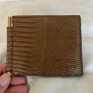 Tom Ford money clip wallet. Brown croc pattern.